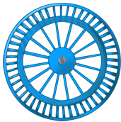 Roda de fundo azul